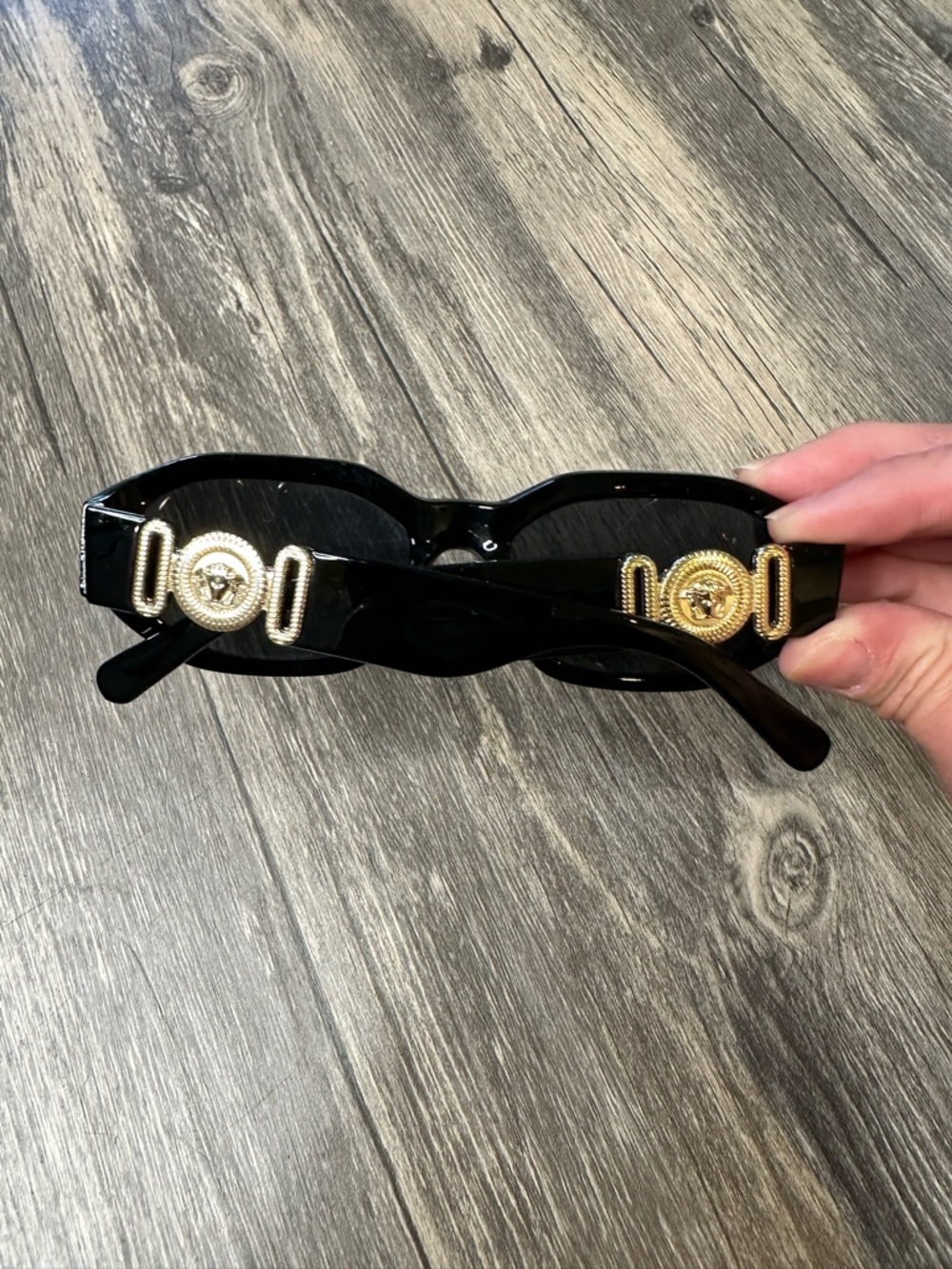 Versace Black Sunglasses with Gold Medallion Detail